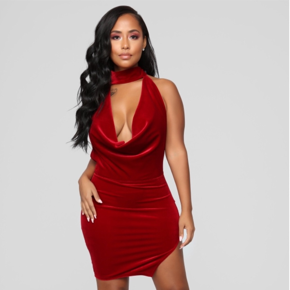 FASHION NOVA IN LUST WITH YOU RED VELVET DRESS XL
